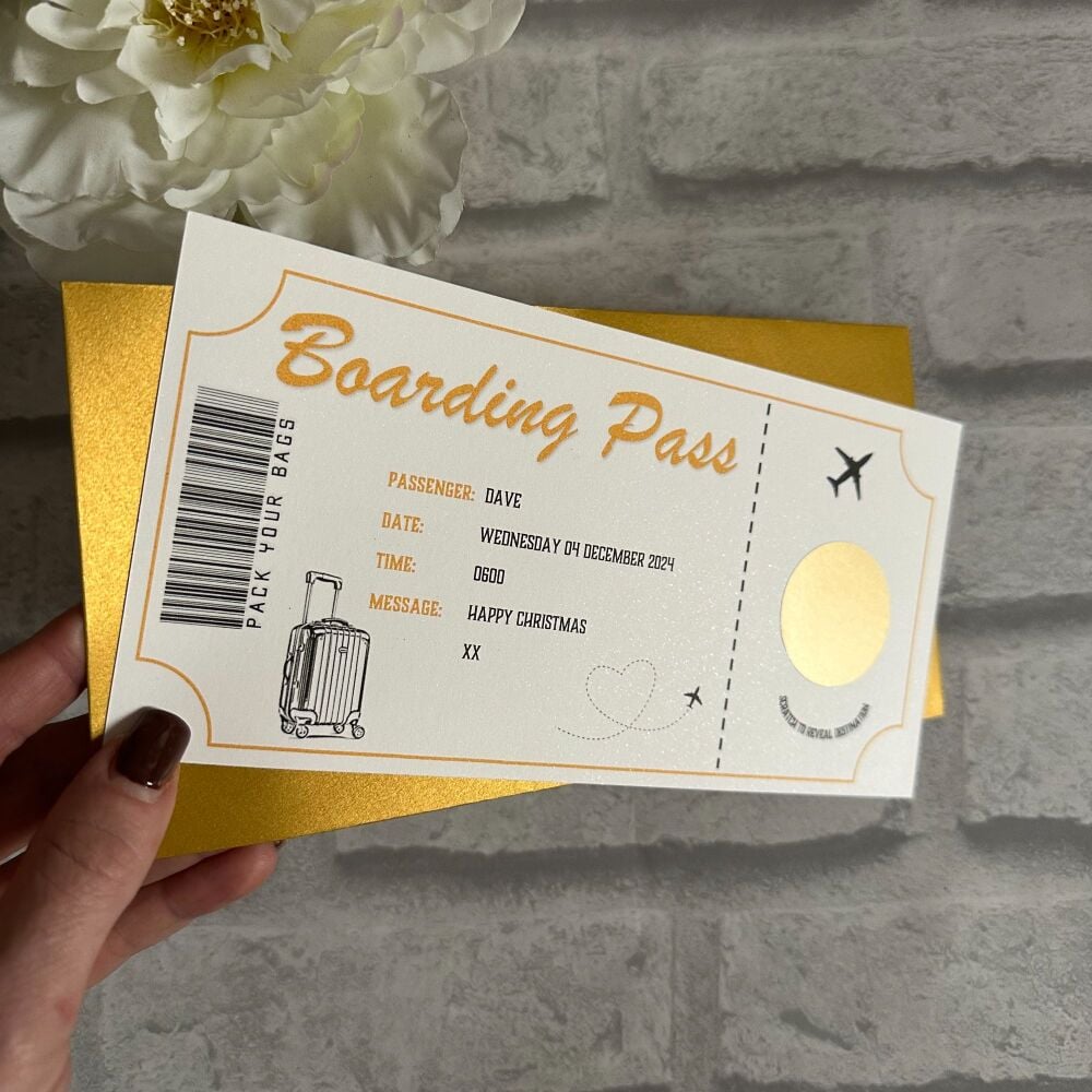 Any Destination Boarding Pass Ticket - scratch to reveal Gold