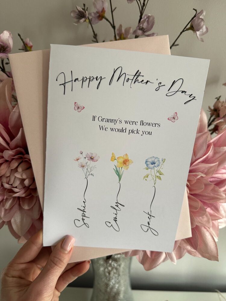 Mothers Day Card - Birth Flowers - 5-8 flowers