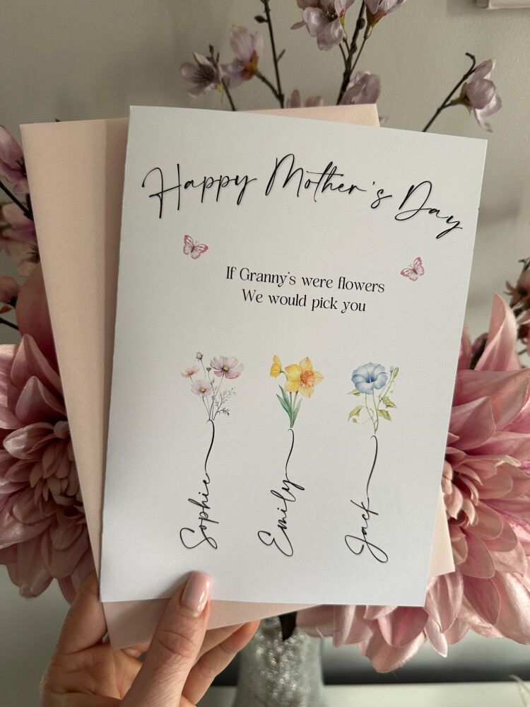 Mothers Day Card - Birth Flowers - 13-16 flowers