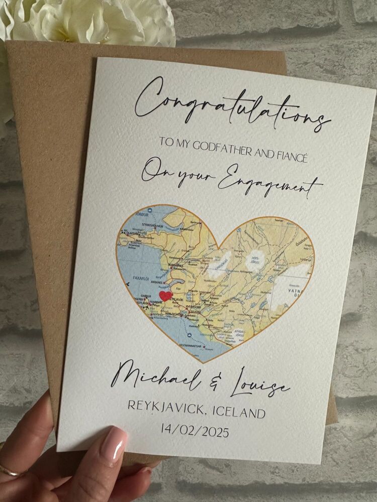 Engagement Congratulations Card Large - Destination Map