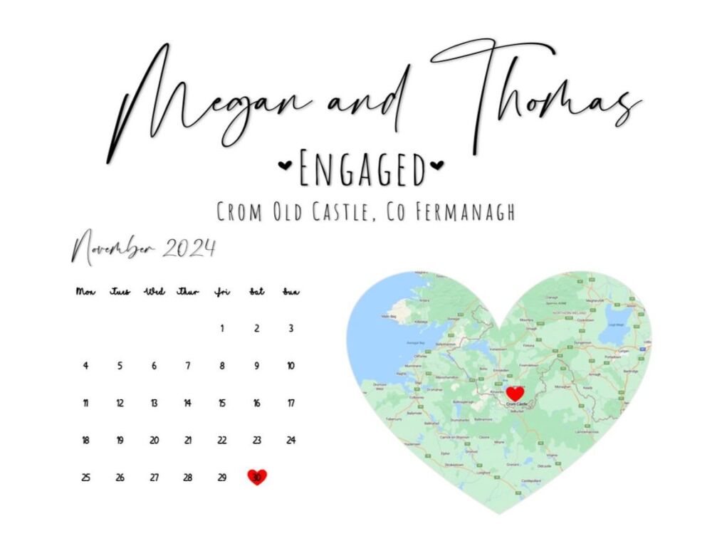 Engagement Map with calendar   - Digital Download