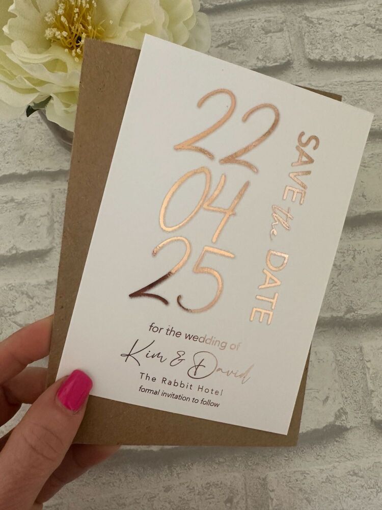Save the Date - Modern -  Rose Gold Foil