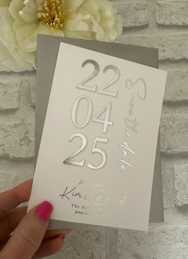 Save the Date - Modern -  Silver