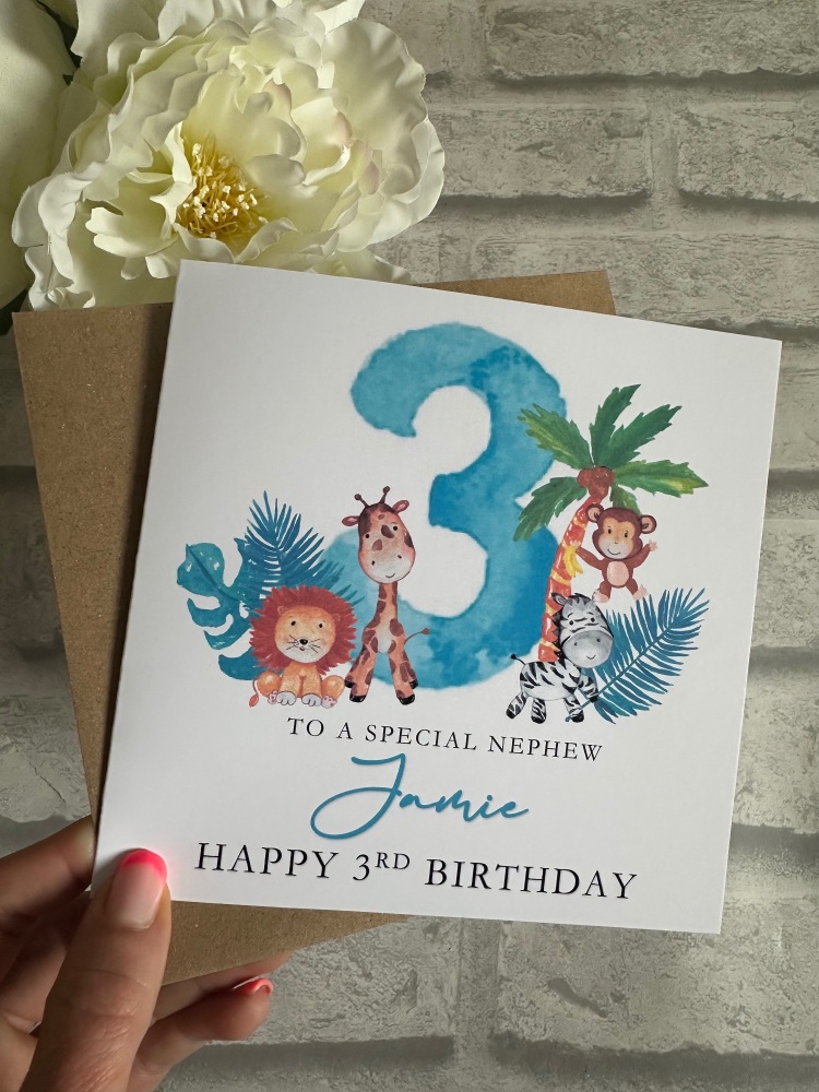 1st Birthday card - Monkey - personalised