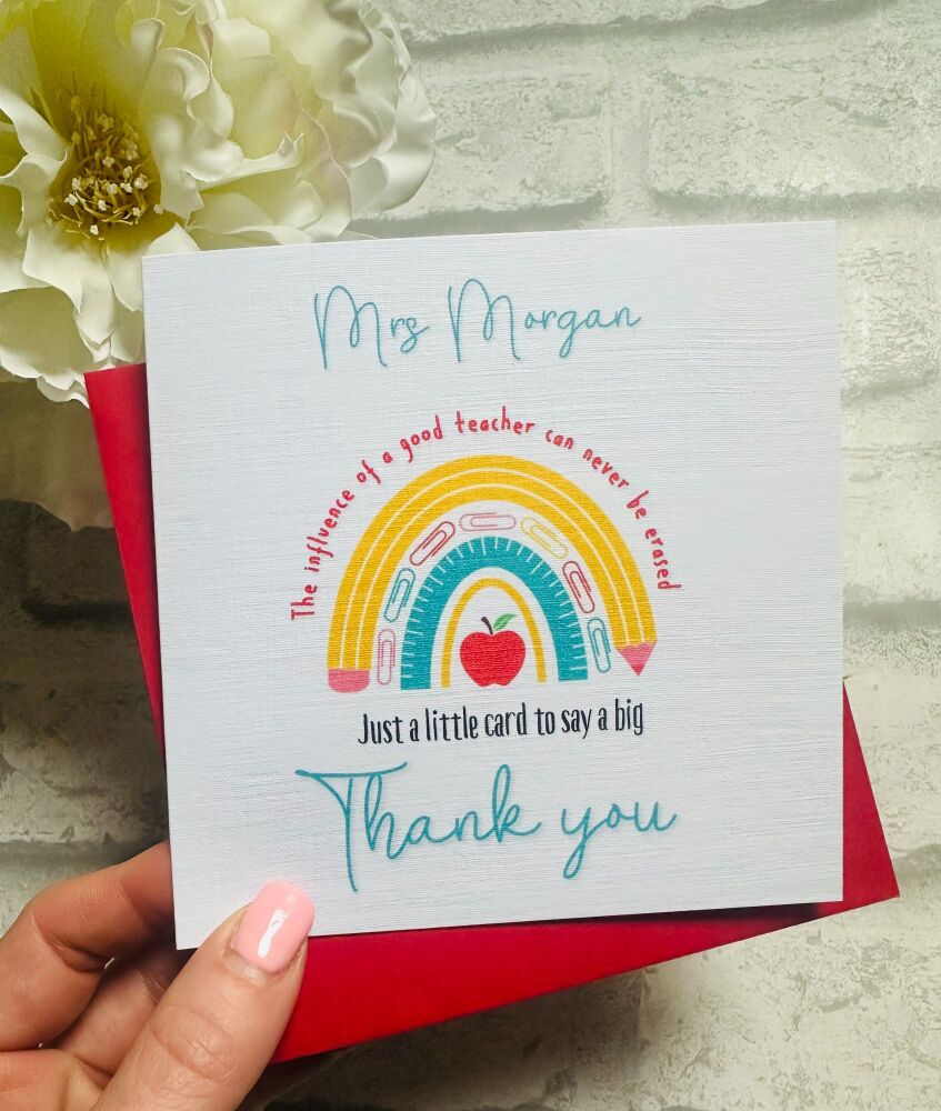 Teacher Thank You Card - rainbow