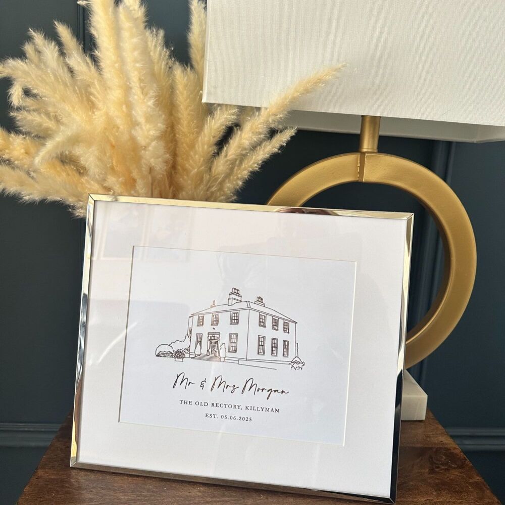 Framed Venue Illustration Foiled - The Old Rectory