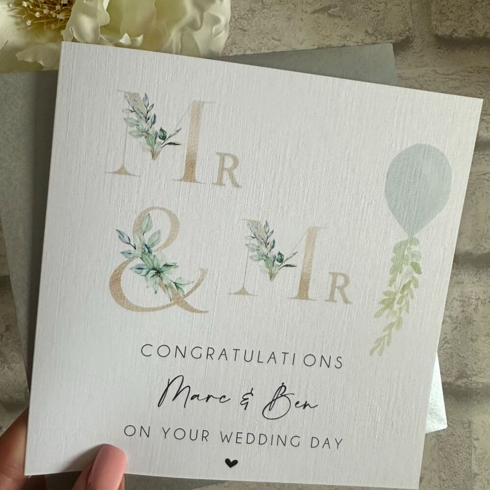 Wedding Day Congratulations - Monogram Mr & Mr