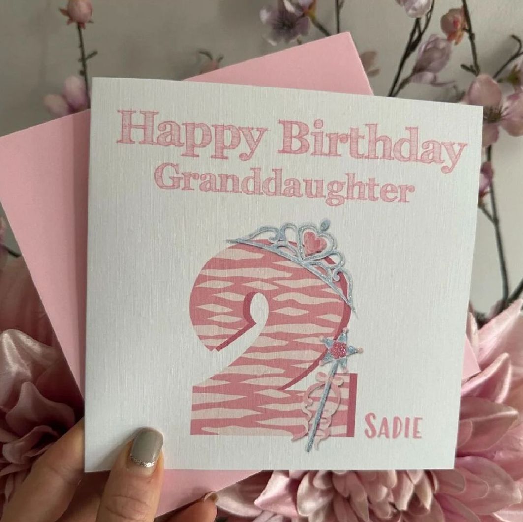 Girl's Birthday Card with age - 2nd birthday