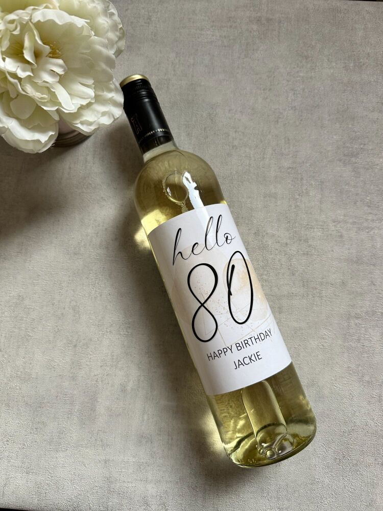 Hello (any age) Birthday Wine Bottle Label - neutral