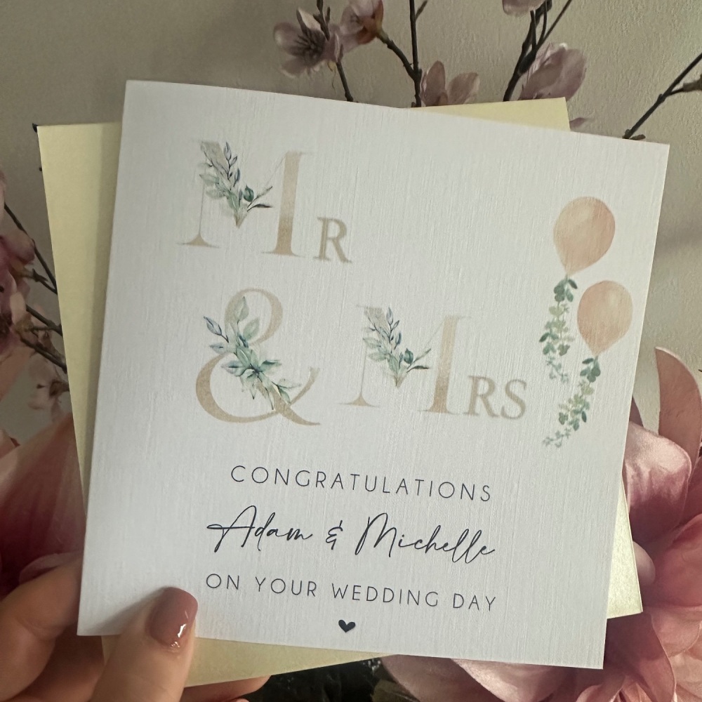Mr & Mrs Wedding Day Congratulations - Monogram