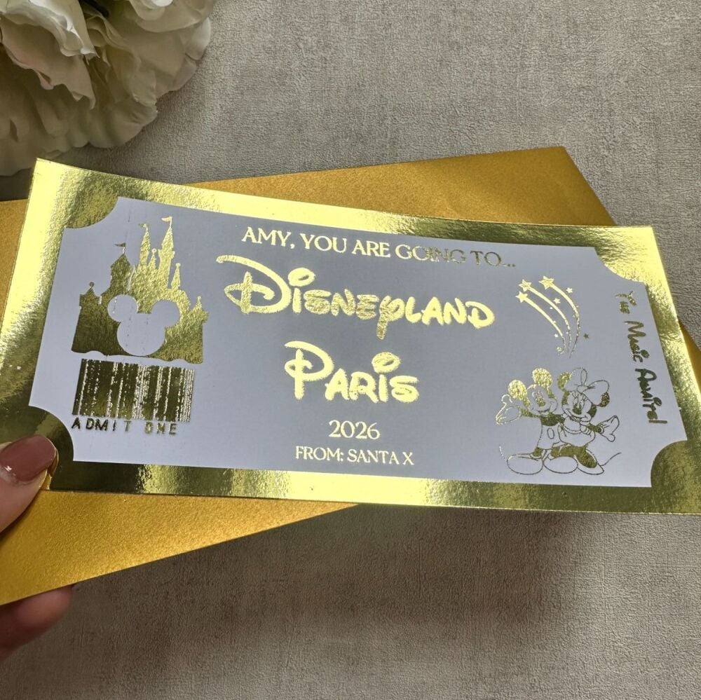 Disneyland Gold foiled ticket - Paris or Florida