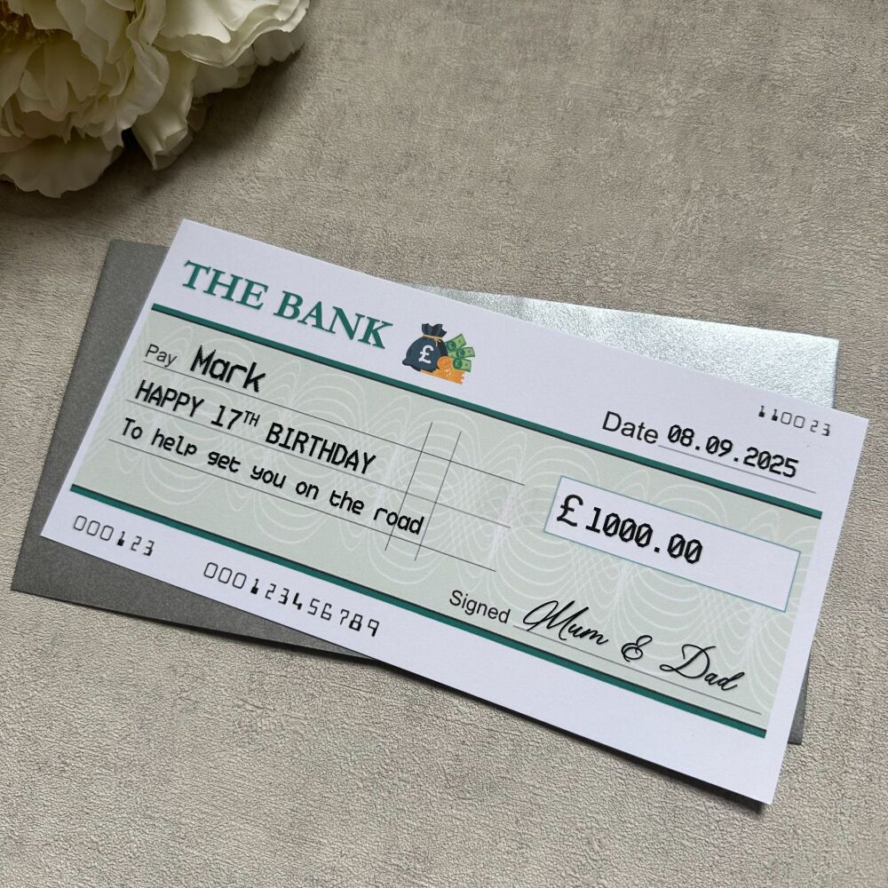 Novelty Cheque for Money Gift