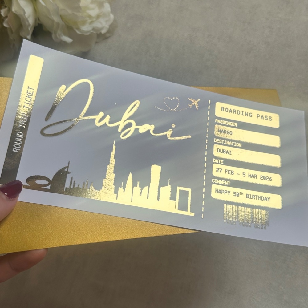 Dubai Boarding Pass - Gold Foil
