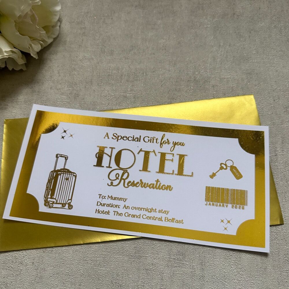 Hotel Stay Foiled Gifting Voucher - Gold