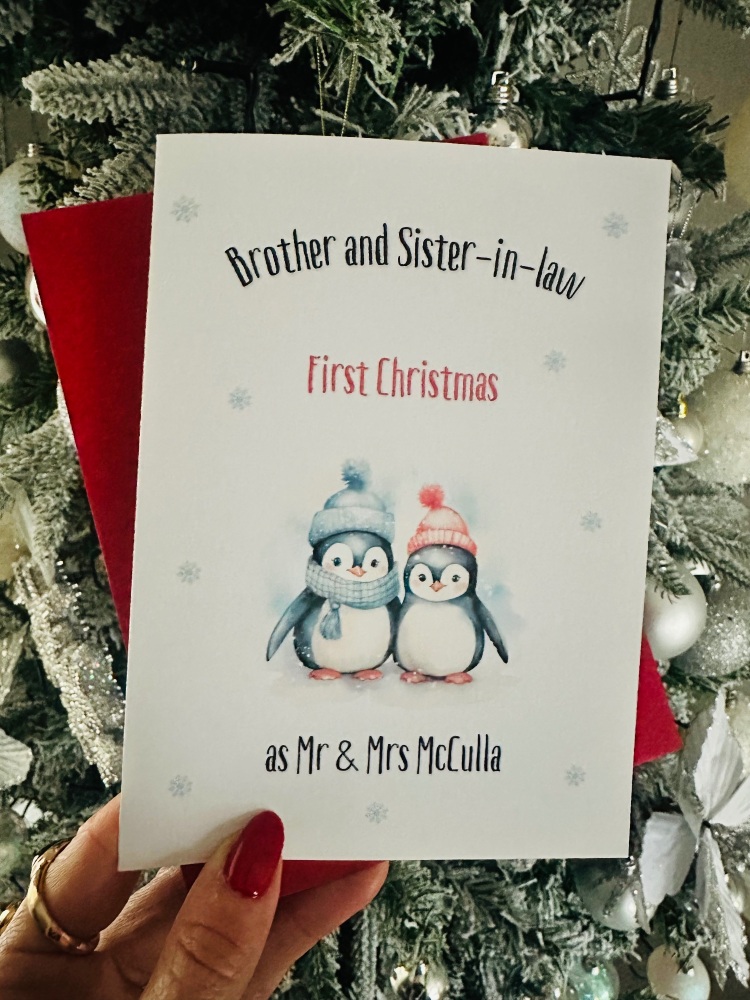 First Christmas Married Card - penguin
