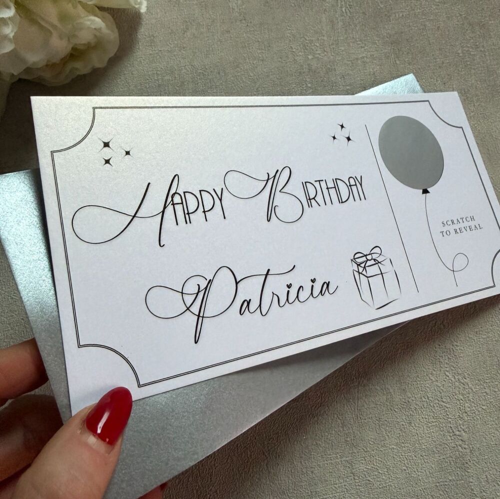 Birthday Scratch Surprise Voucher - Silver Balloon