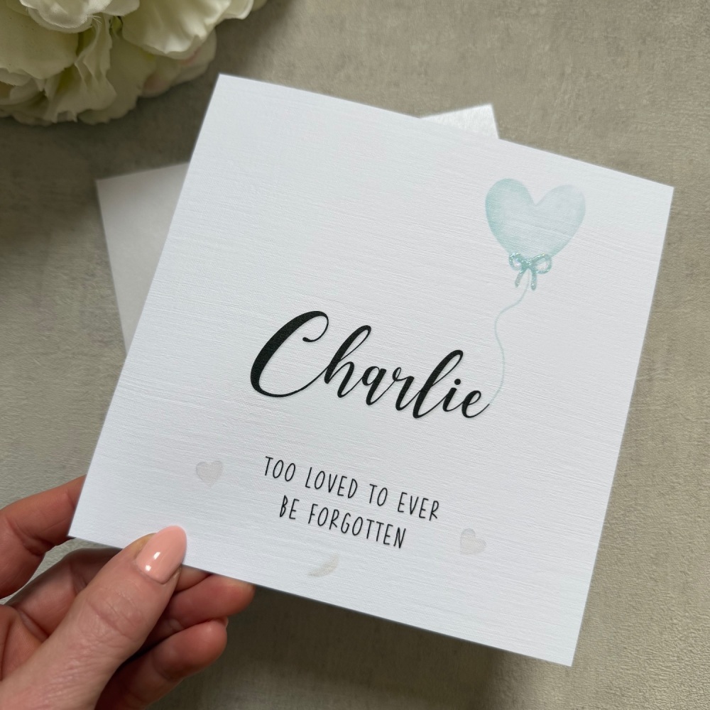 Sympathy Card - baby loss - blue balloon