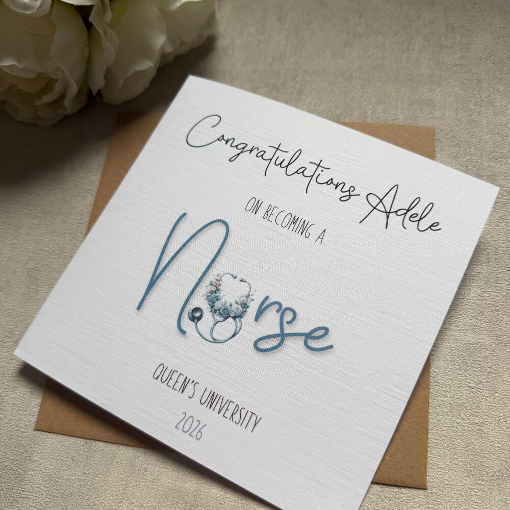 Graduation congratulations card - Becoming a Nurse