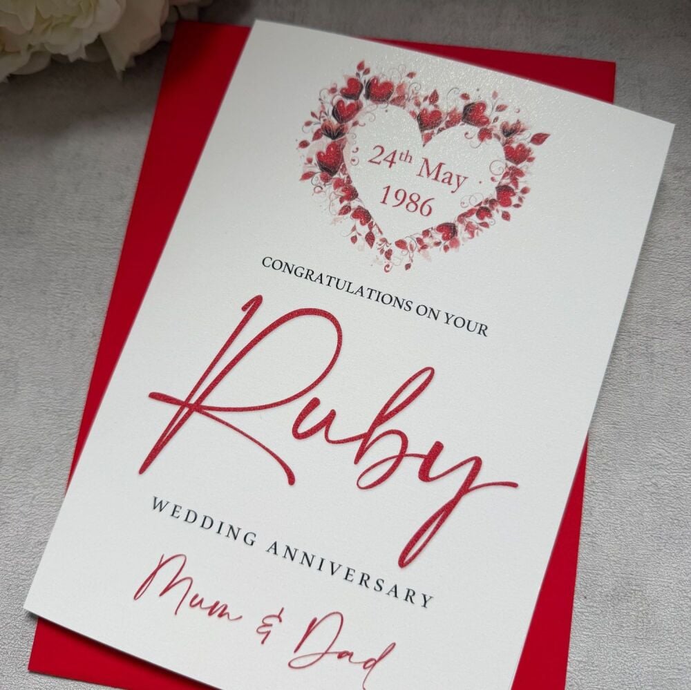 Ruby Wedding Anniversary Card