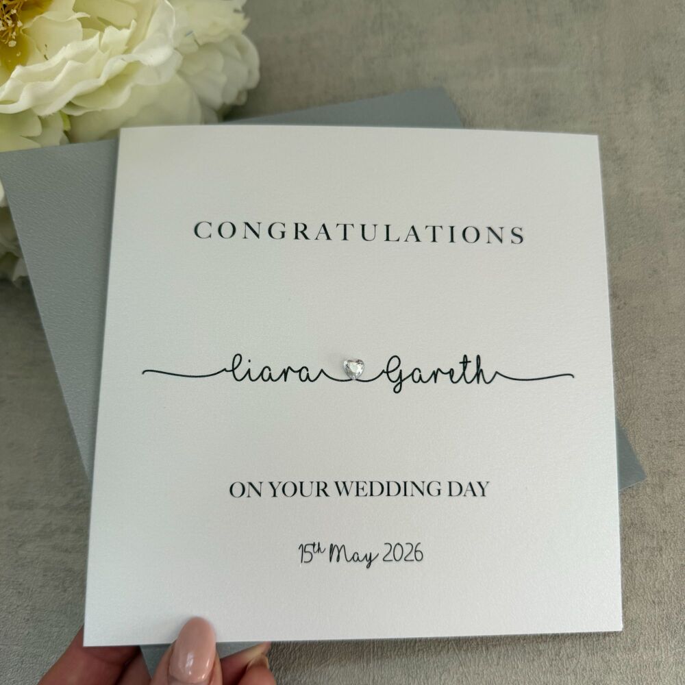 Engagement or Wedding Congratulations Card - modern calligraphy - Silver