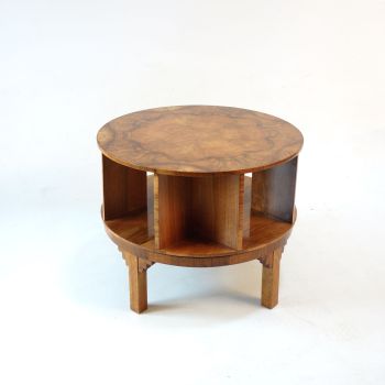 Art Deco Revolving walnut Side library Table c1930