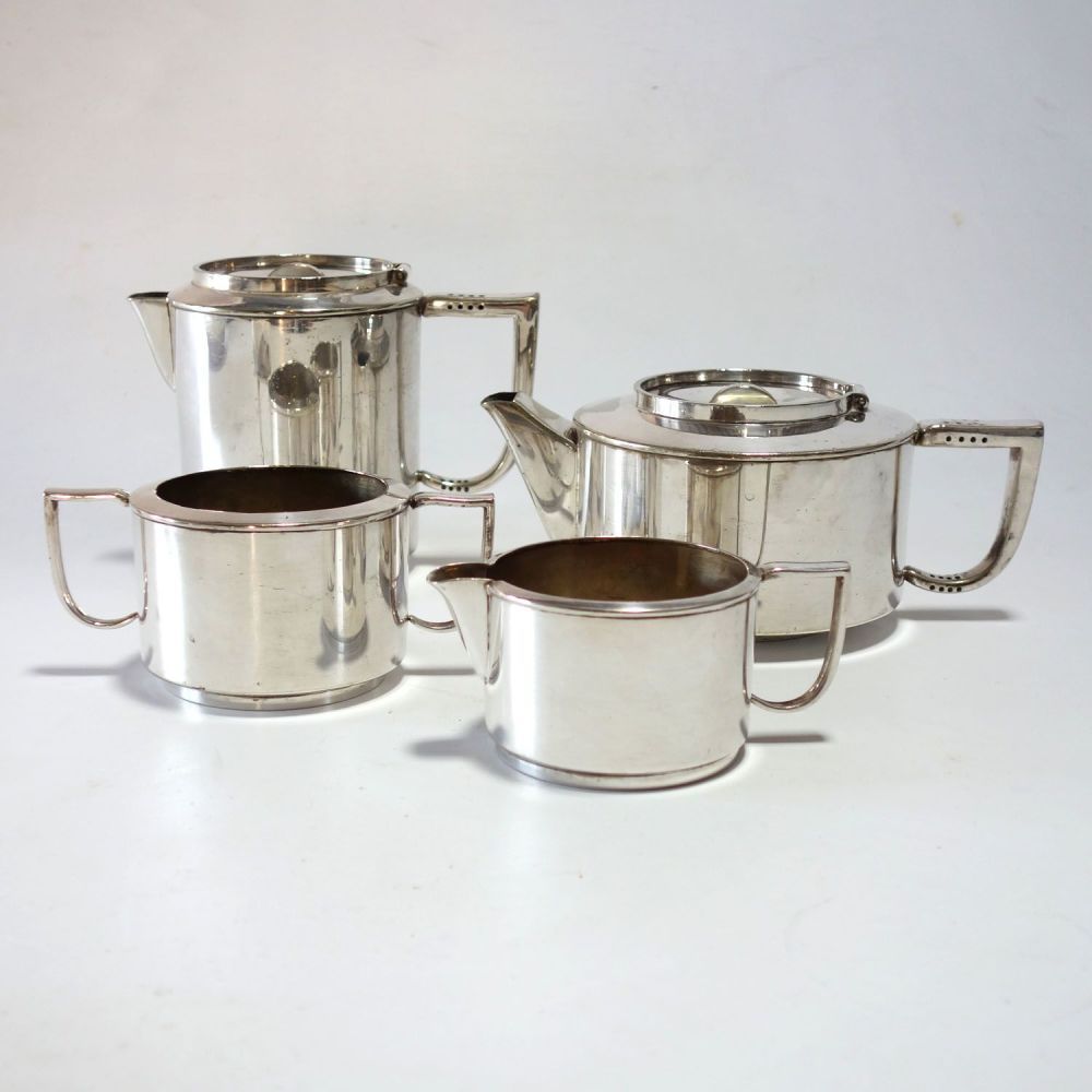 Art deco Easi Nest Silver Plate Tea Set Set By Cyril Shiner