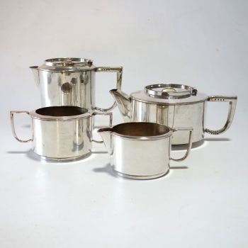 Art Deco Heatmaster Easi Nest Silver Plate Tea Set Set By Cyril Shiner c1949
