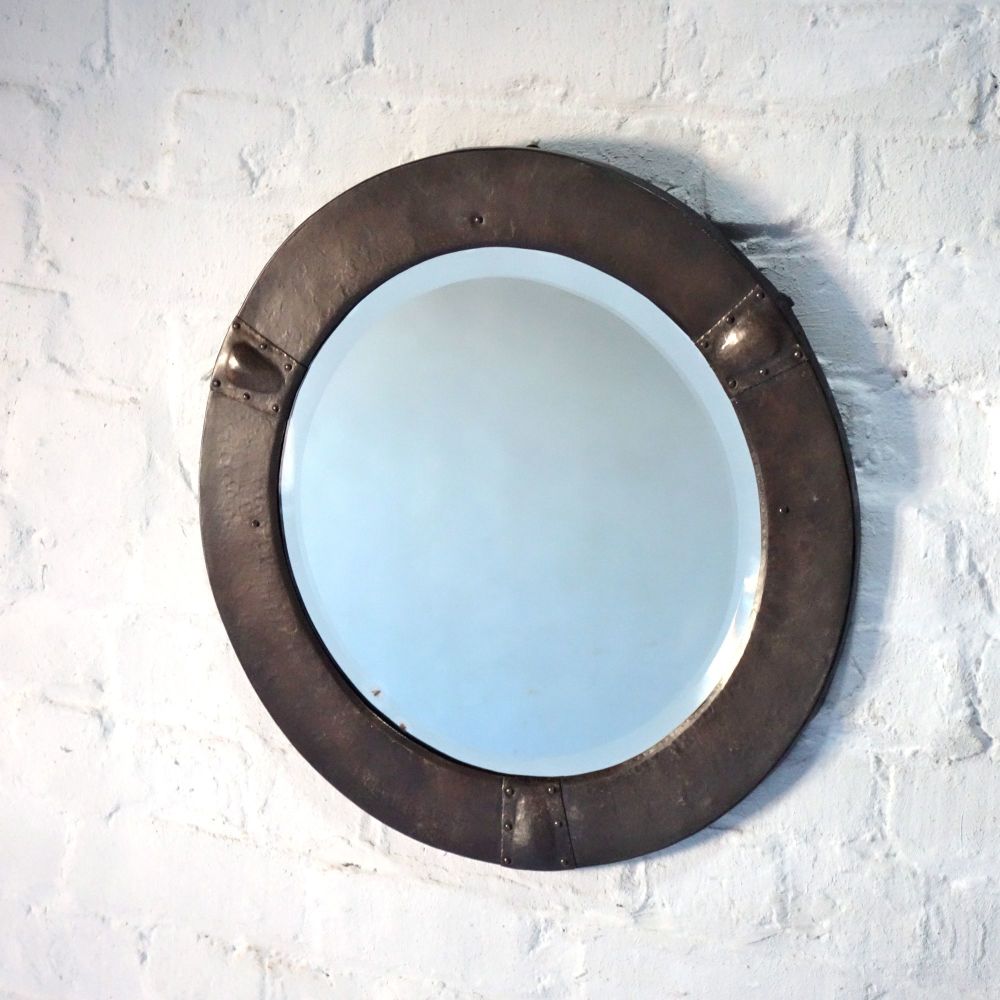 Arts & Crafts Circular Copper Mirror Circa 1910