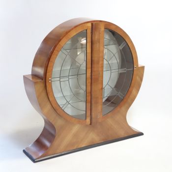 Art Deco Circular Walnut Display Cabinet 1930s. SOLD