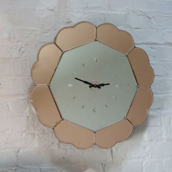 Art Deco Mirrored Glass Wall Clock 1930's