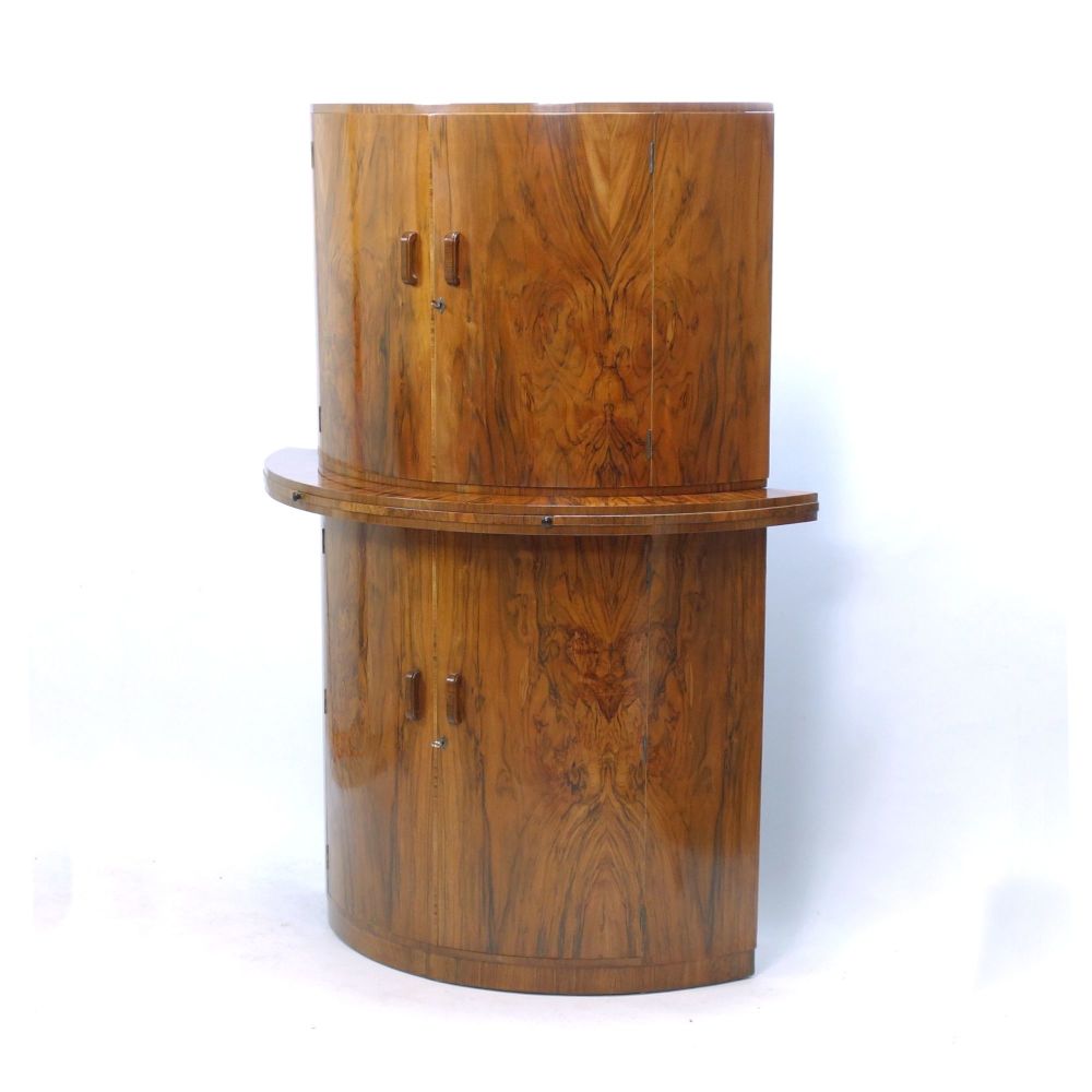 Art Deco Cocktail Cabinet in Walnut by Gold and Feather