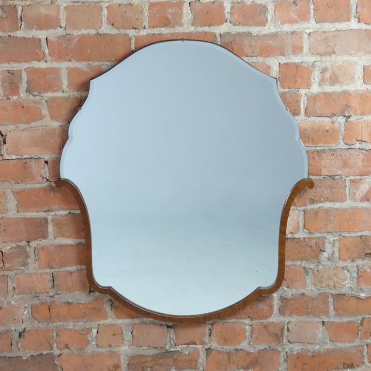 Art Deco Walnut Wall Mirror French 1930's