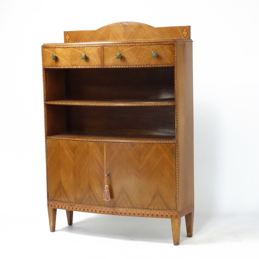 Art Deco Bookcase in Walnut by Bath Cabinet Makers