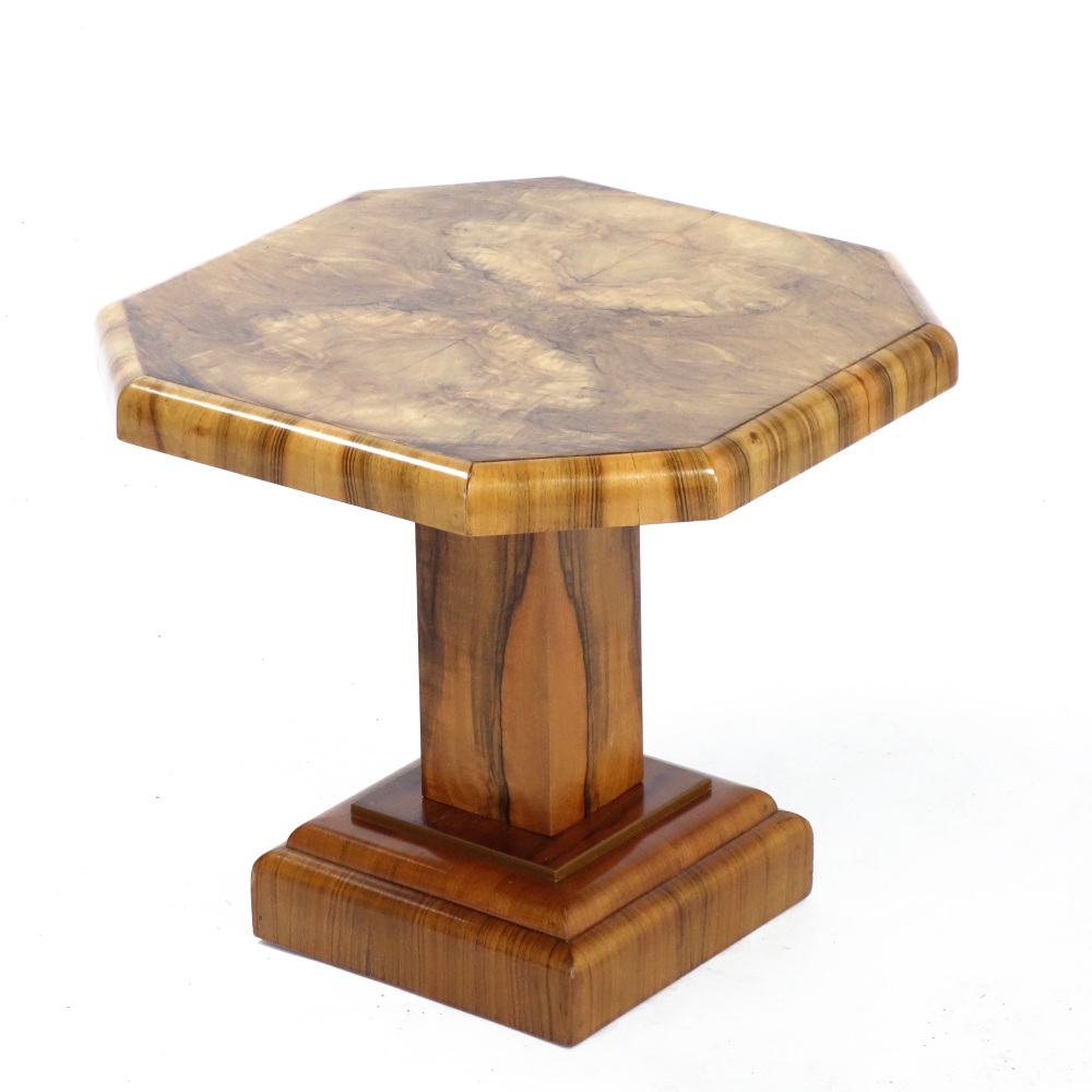 Art Deco Hexagonal Walnut Side Table 1930's