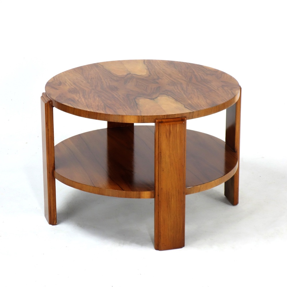 Art Deco Figured Walnut Two Tier Coffee/side Table 1930s