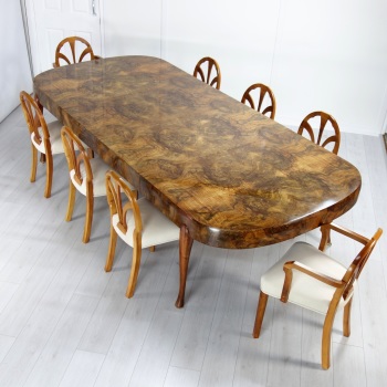 Art Deco Extending Dining Table and Eight Chairs by. Maurice Adams 1930's  Sold