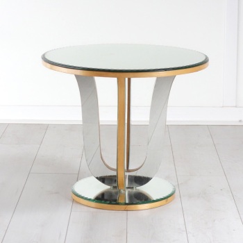 Art Deco Mirrored Glass Side Table .
