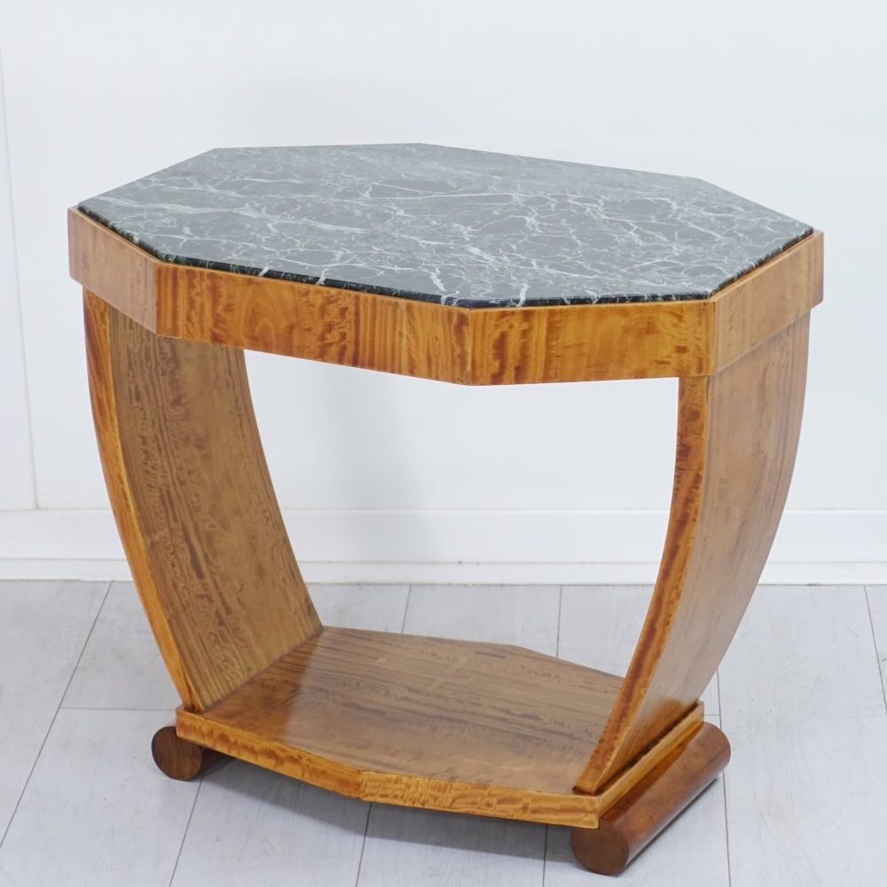 Art Deco Side Table with Marble Top