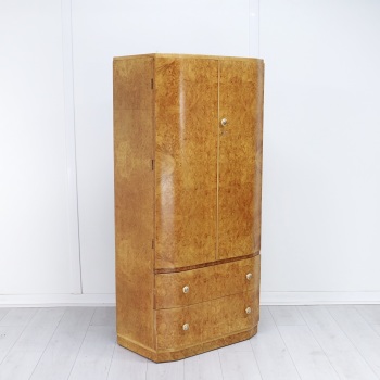Art Deco Linen press / Tallboy in Burr Maple 1930's RESERVED