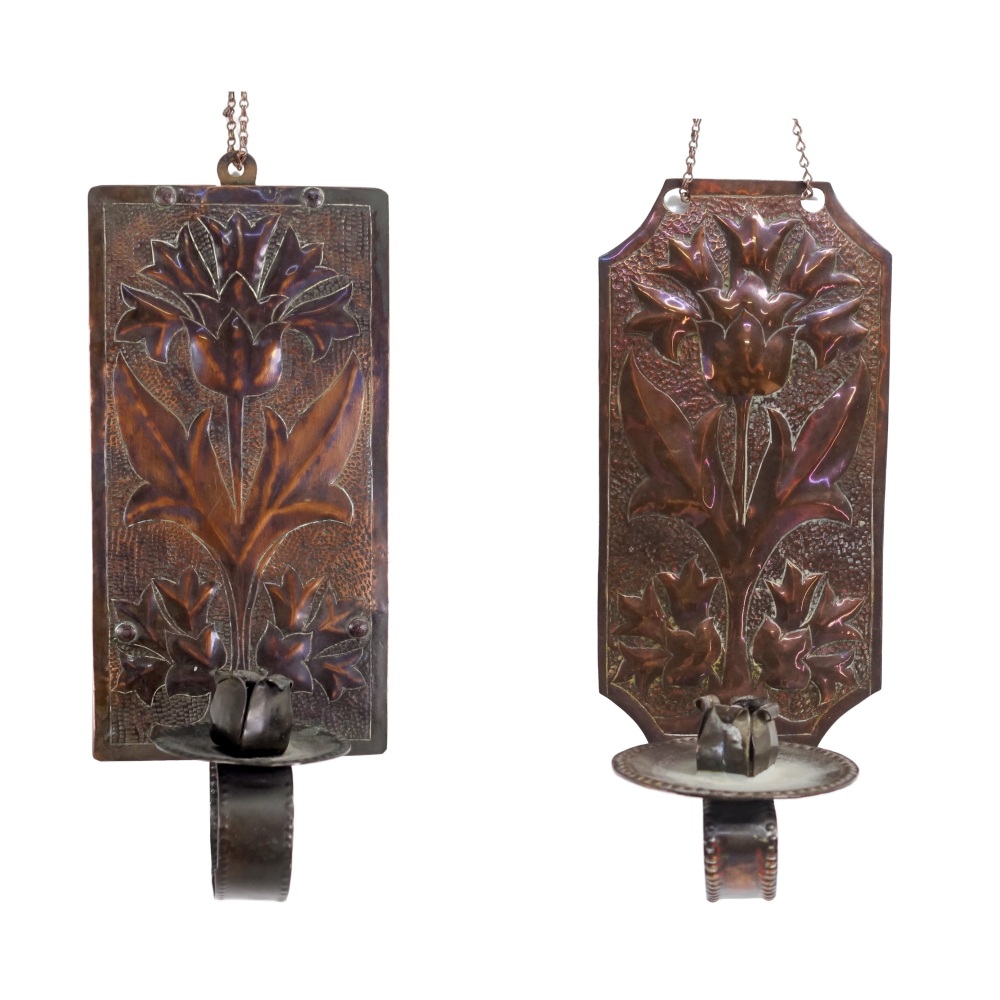 Two Arts & Crafts Candle Sconces John Pearson 1900's