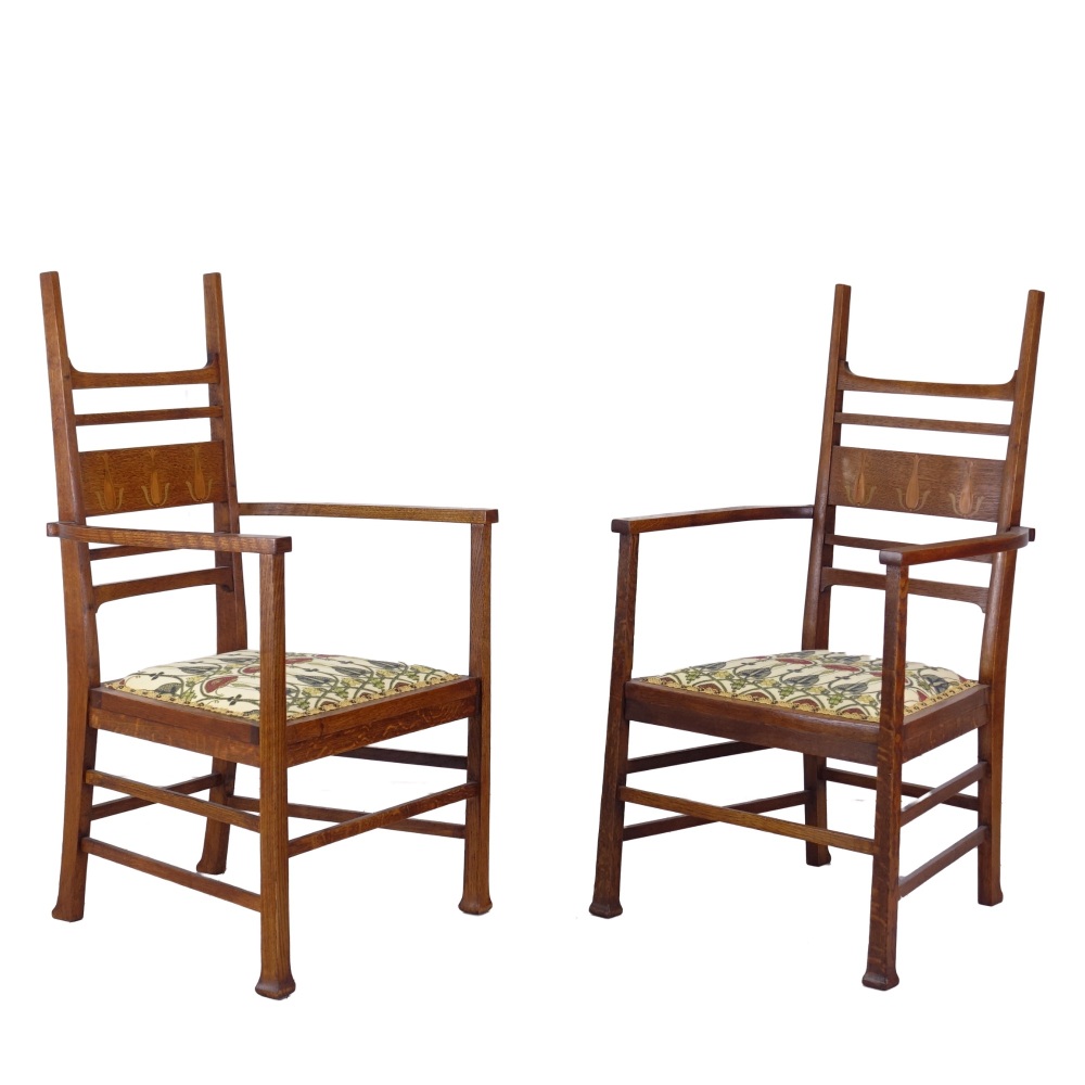  Pair of Arts & Crafts Oak ArmChairs 1900’s