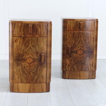 Pair Art Deco Walnut bedside cabinets 1930’s. Reserved.