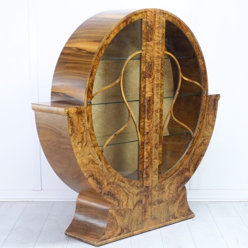 Art Deco round display cabinet in walnut 1930's RESERVED