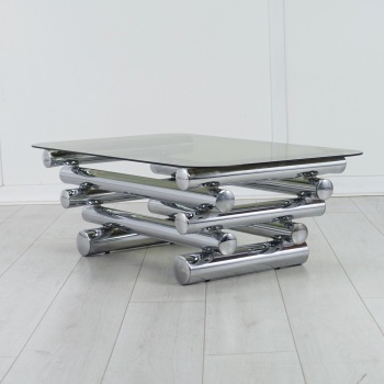 Mid-Century Chrome and Glass Coffee Table 1970’s