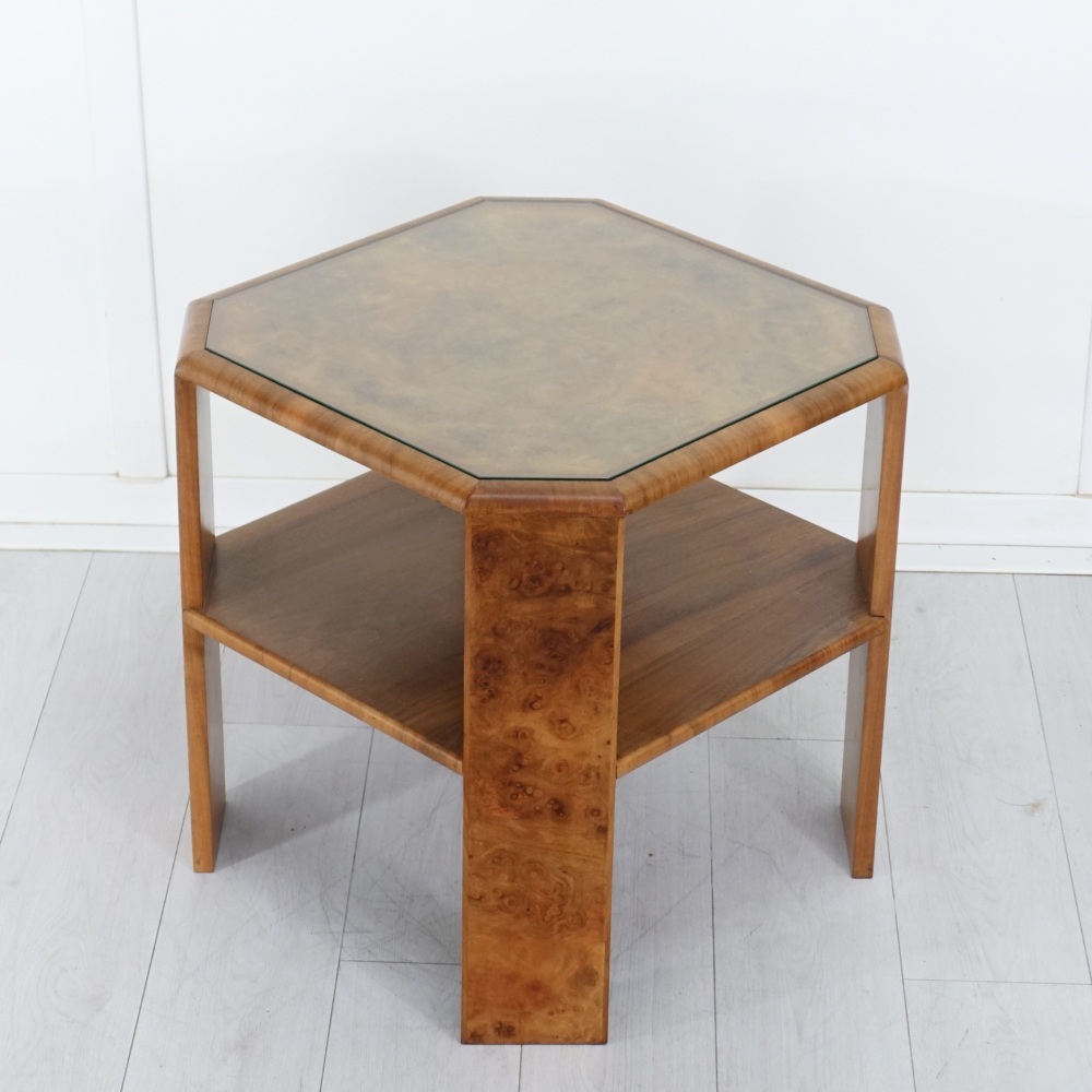 Art Deco Figured Walnut Two Tier Coffee/Centre Table