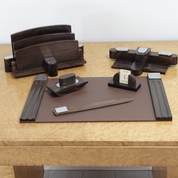 Art Deco Desk Set Macassar Ebony and Chrome French 1930’s