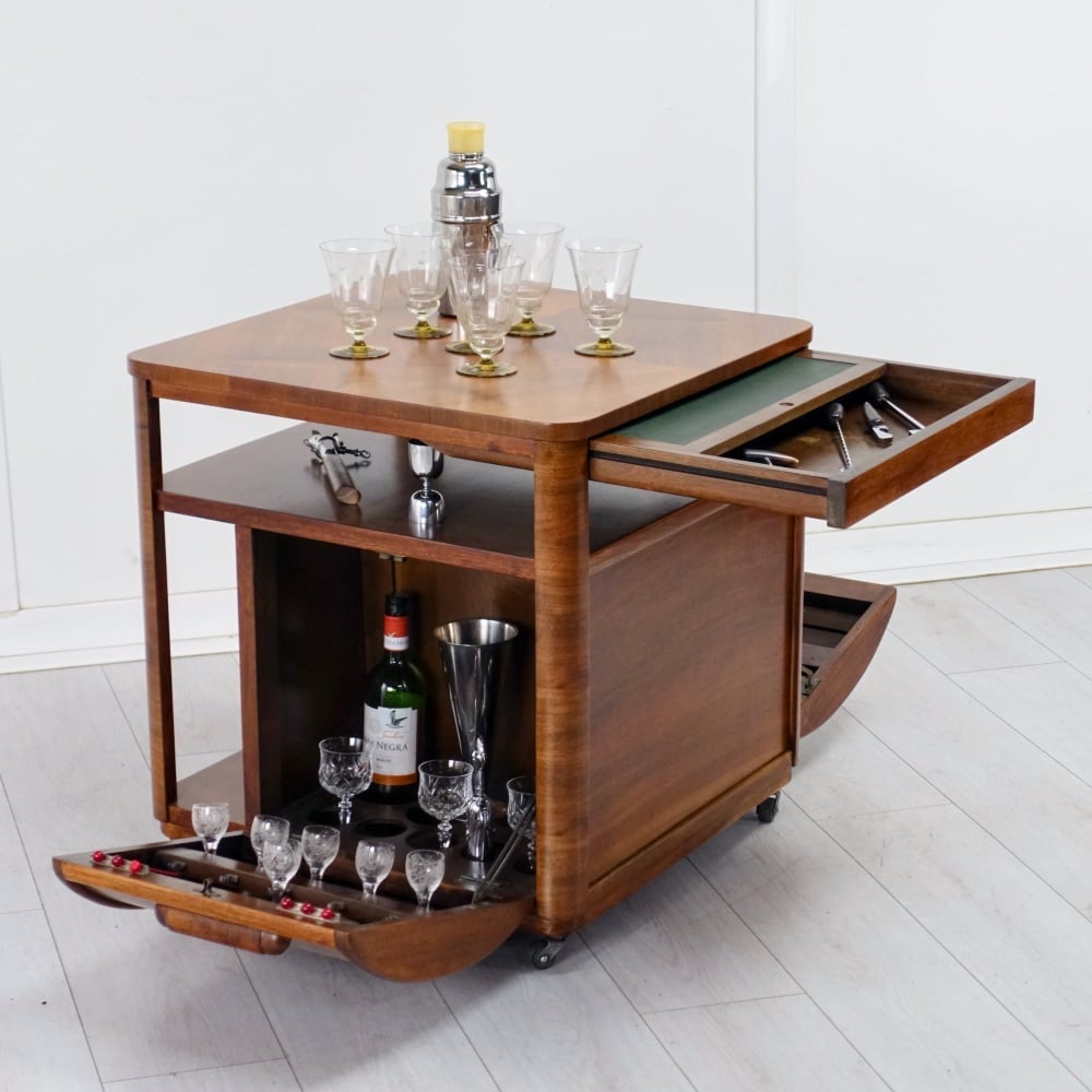 Art Deco Drinks Cabinet Table – Figured Walnut by Incorporall,