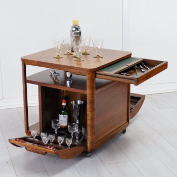 Art Deco Drinks Cabinet Table – Figured Walnut by Incorporall,