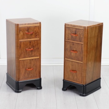 Pair of Art Deco Bedside Cabinets – Walnut, c.1930 RESERVED