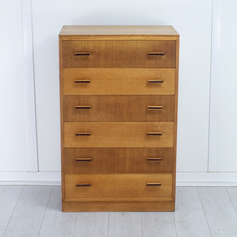 Art Deco Oak Chest of Drawers by Bowman Brothers — English c.1930